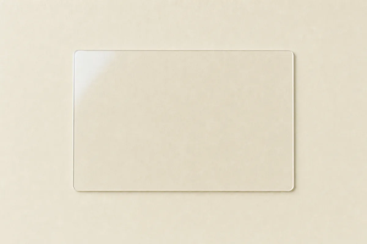 Blank Clear plastic business card, flat