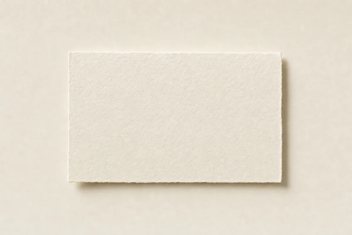 Blank Handmade cotton rag with deckle edges business card, flat