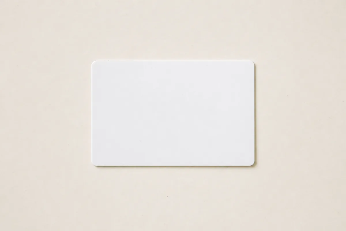 Blank PET film and PVC-PET composite business card, flat