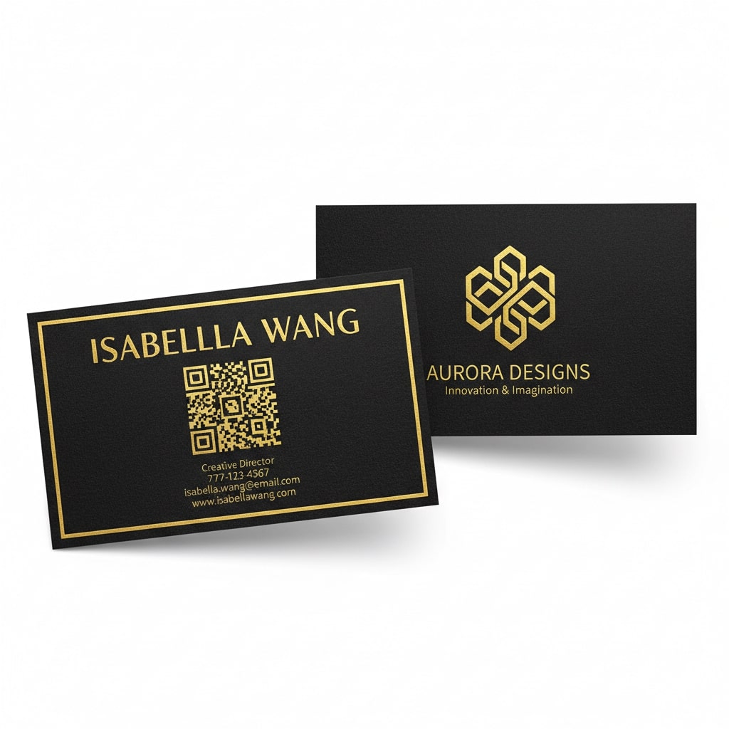 gold foil qr code business card