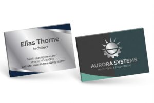 silver foiled finish business card finishing