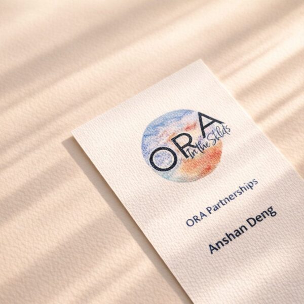 Linen Business Cards - ORA Partnerships with linen texture