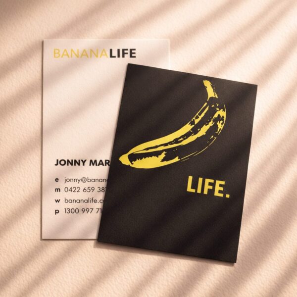 Premium Matt Cello Business Cards - BananaLife front and back