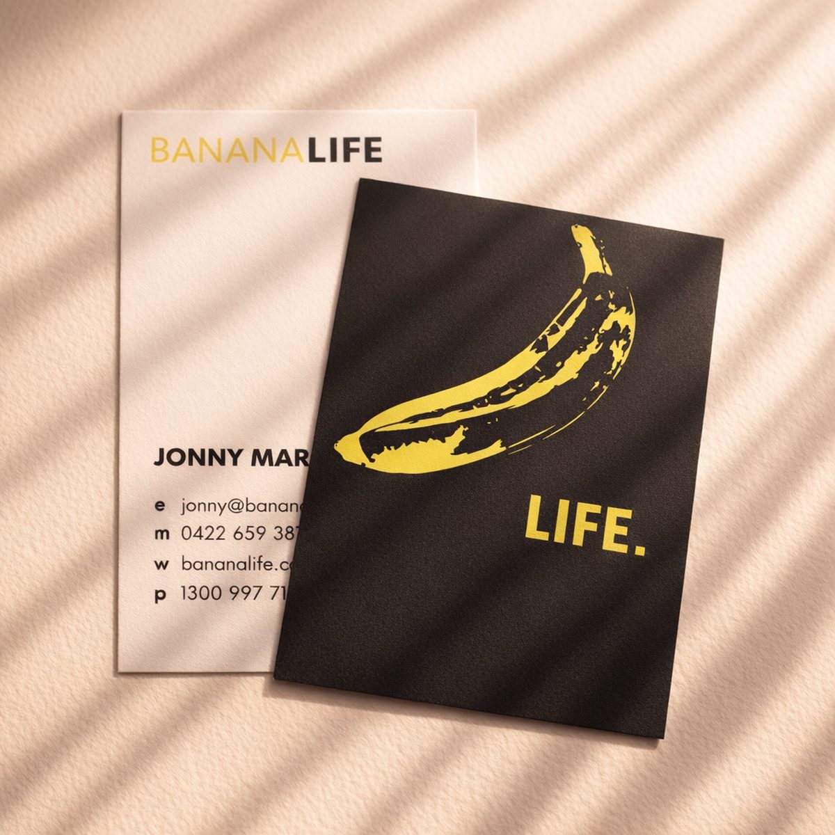 Premium Matt Cello Business Cards - BananaLife front and back