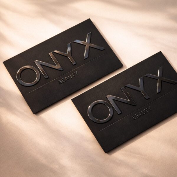 Scodix Business Cards - ONYX Beauty with raised chrome text