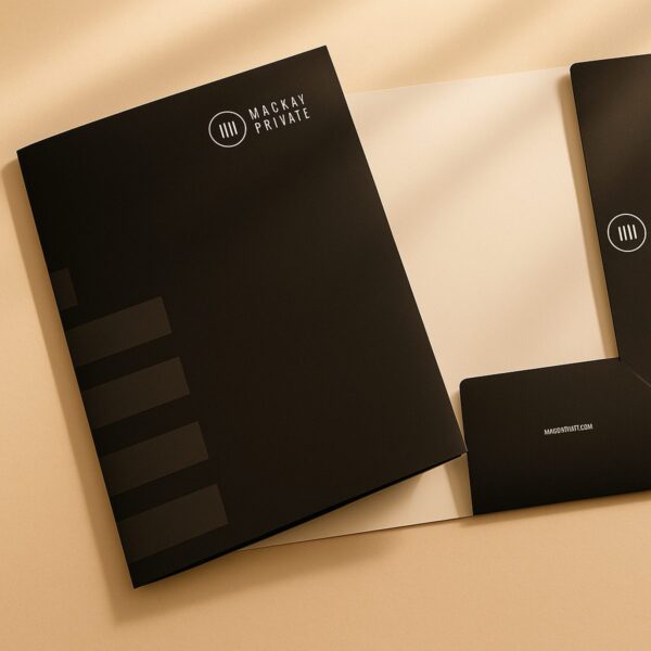A4 matte presentation folder showing inside pocket