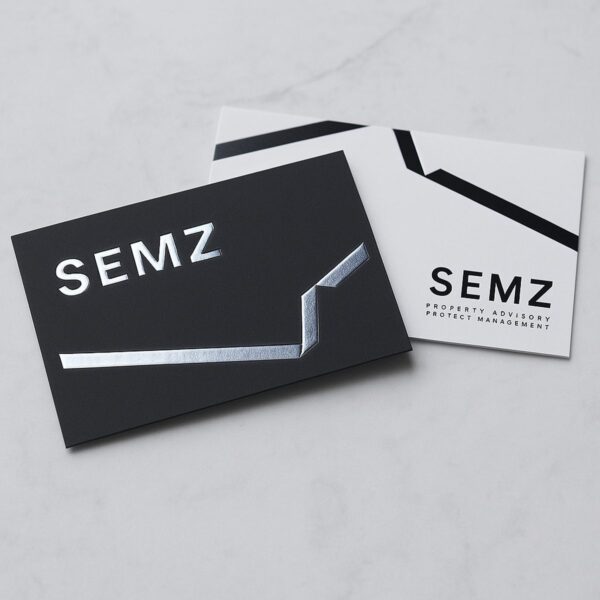 Silver foil business cards with premium metallic finish