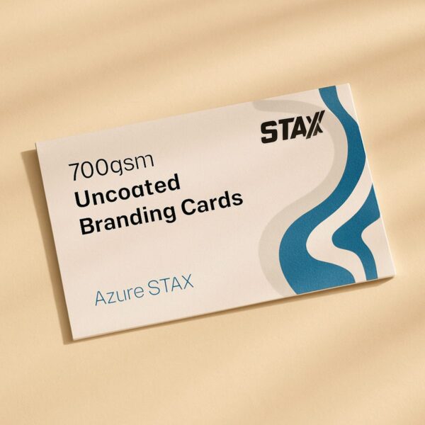 STAX business cards with blue coloured edge