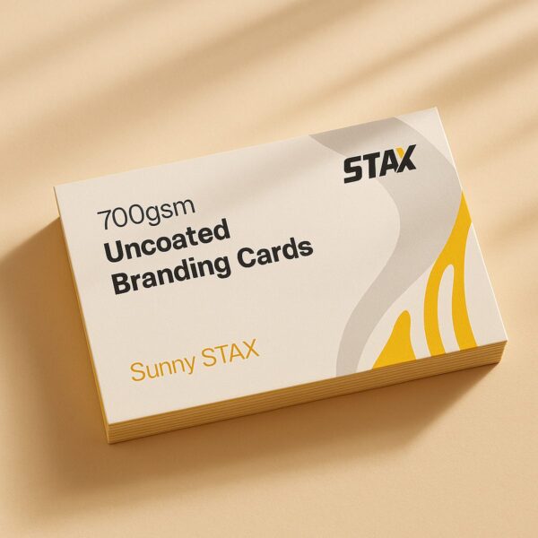 STAX business cards with yellow coloured edge