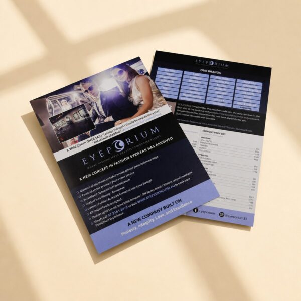 A5 flyers printed for Eyeporium eyewear