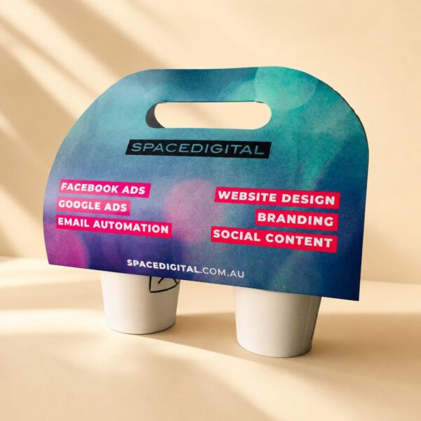 Branded coffee cup carrier