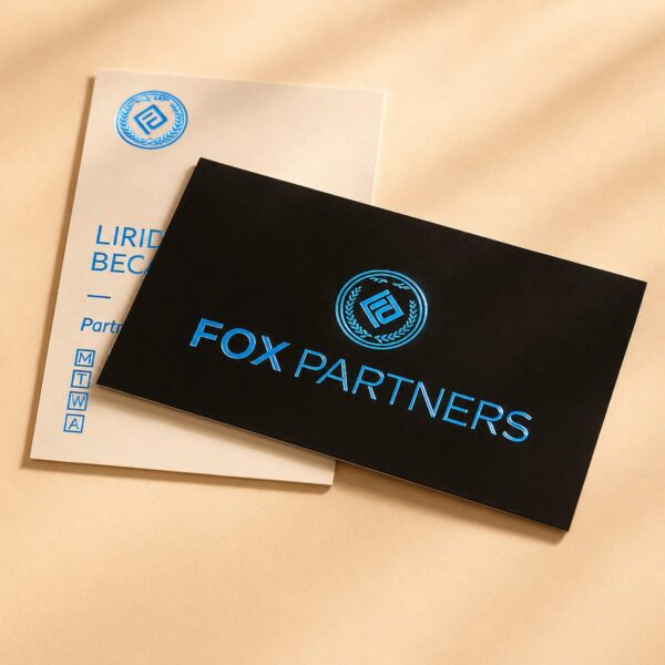 Foil business cards - electric blue foil