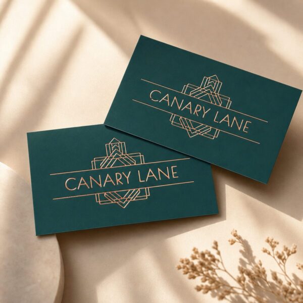 Rose gold foil business cards - Canary Lane