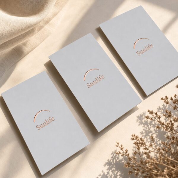 Rose gold foil business cards - Sunlife