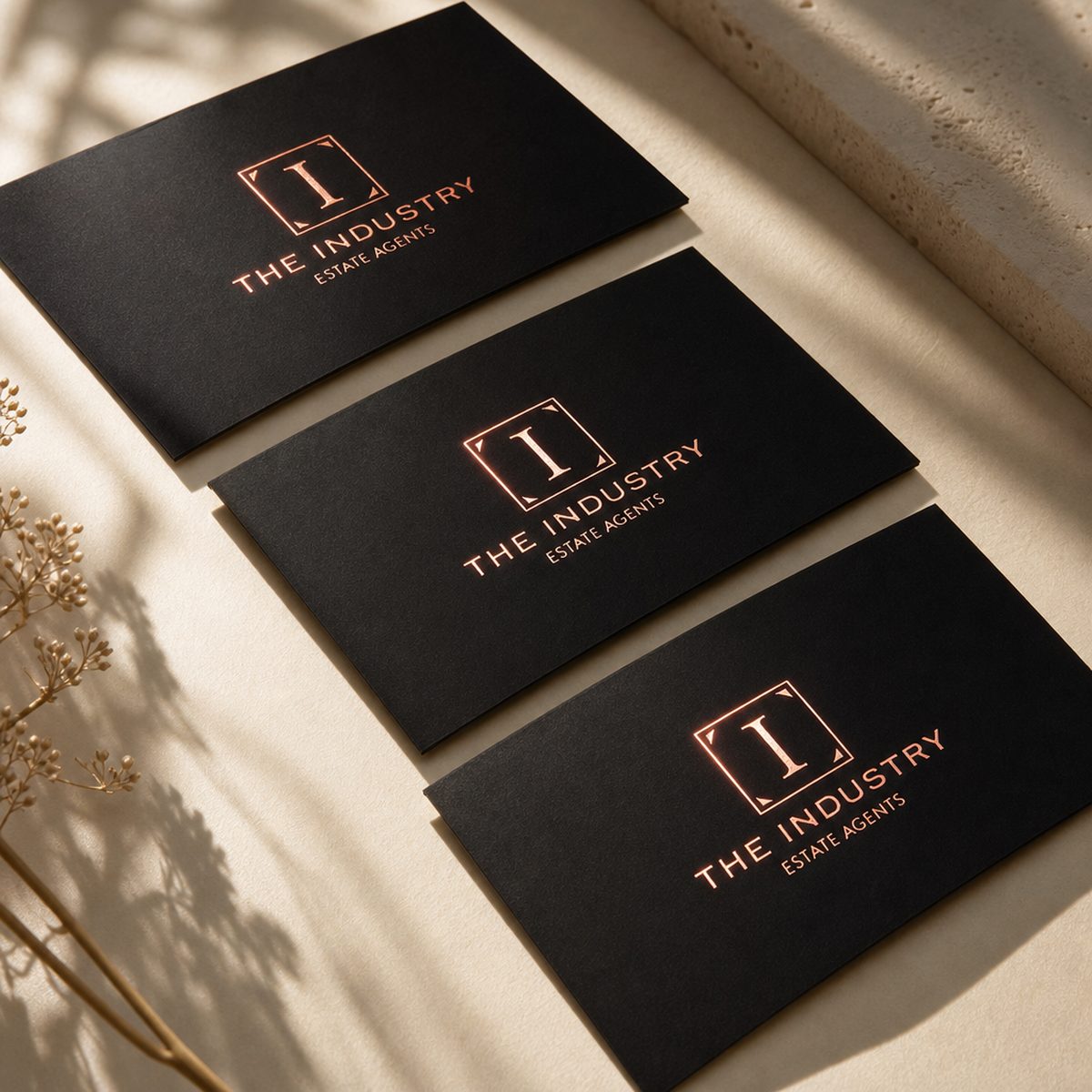 Rose gold foil business cards - The Industry