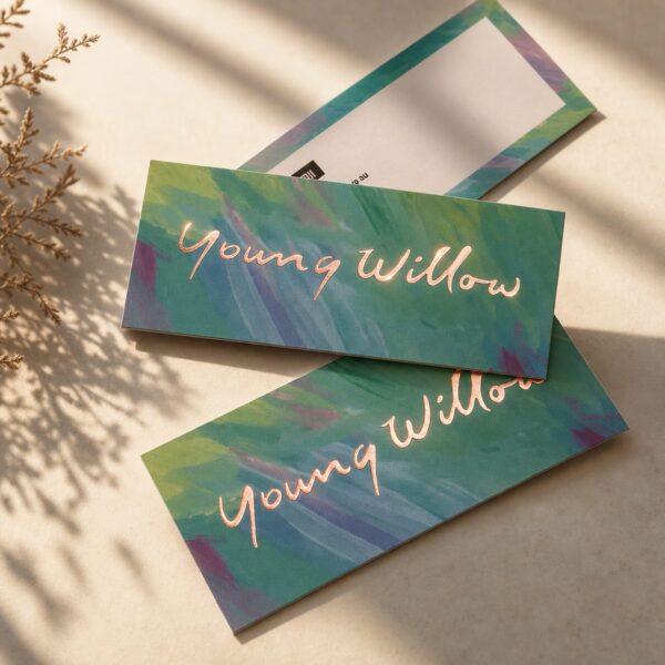 Rose gold foil business cards - Young Willow