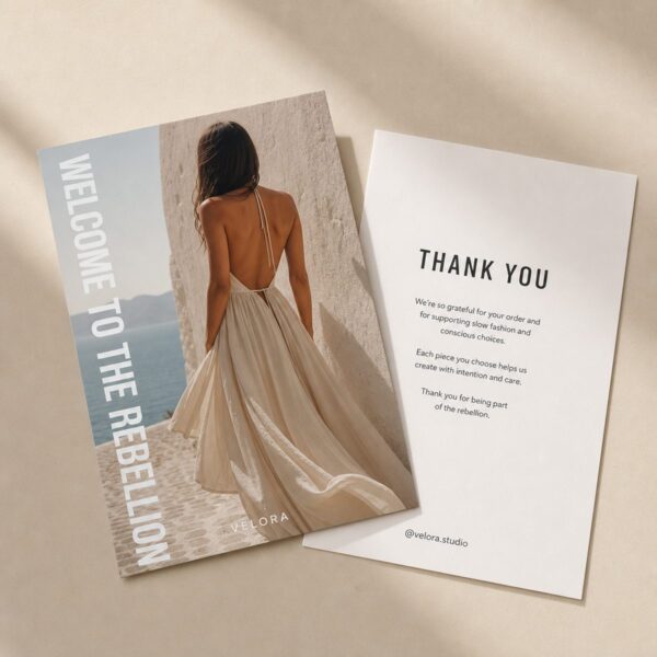 Velvet laminated postcard - fashion lifestyle