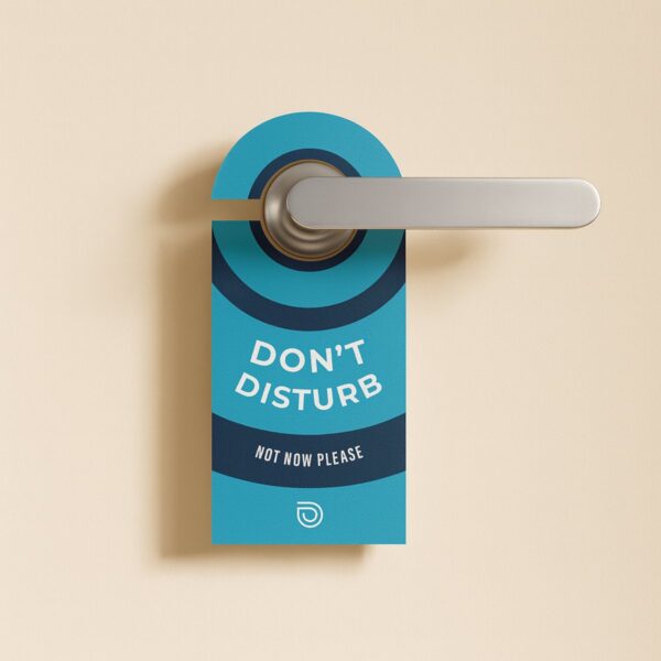 Custom printed door hanger on a door handle - Space Print