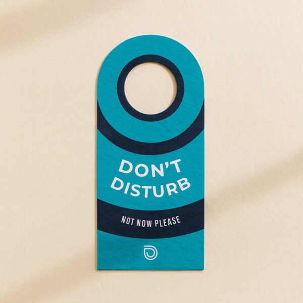 Die-cut door hanger showing the hanging hole - Space Print