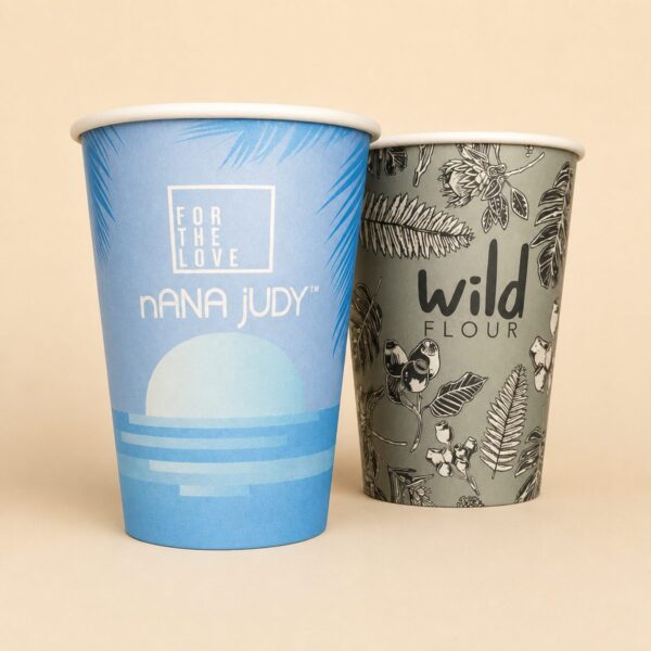 Custom printed single wall coffee cups 12oz