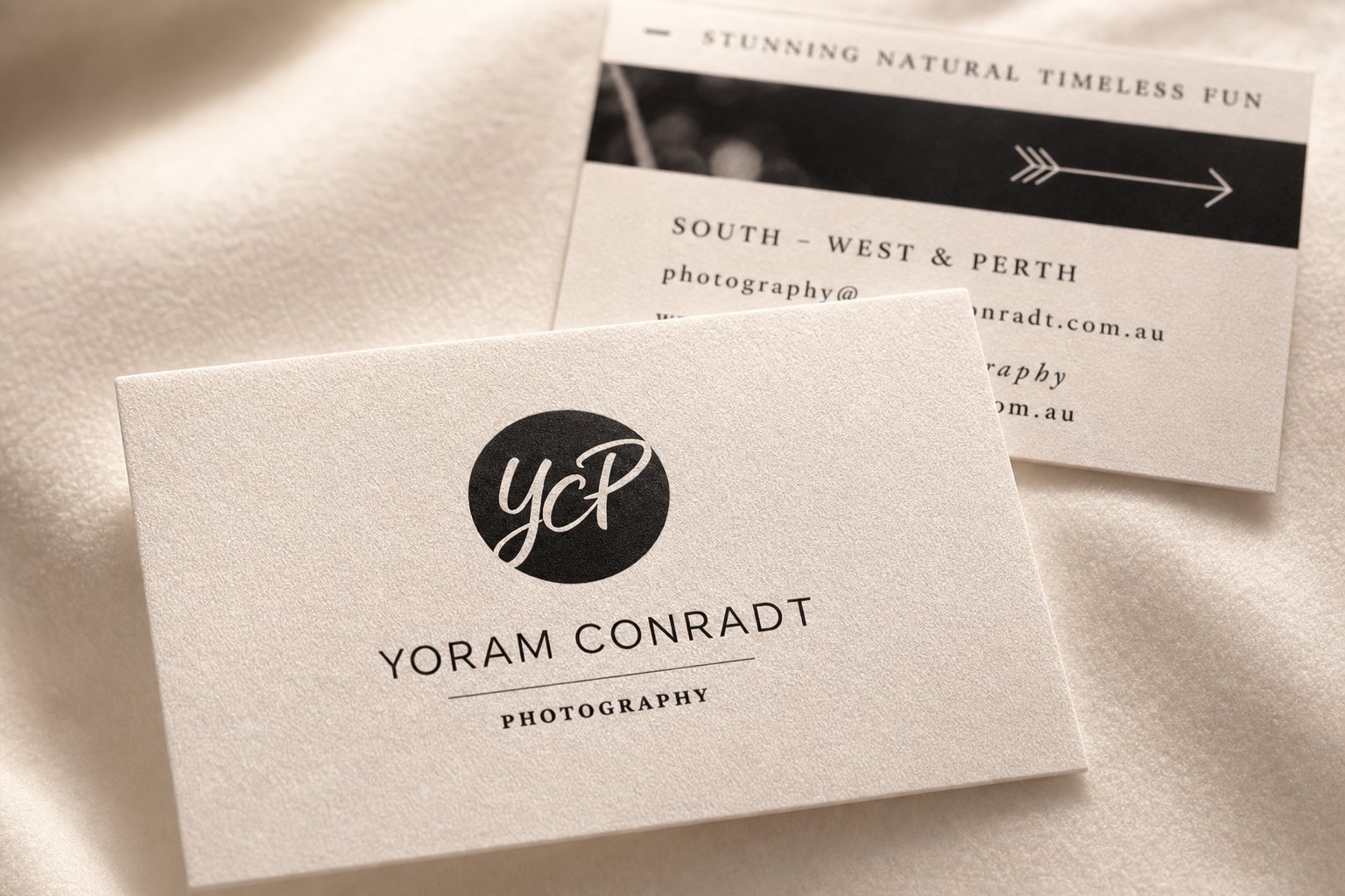 White velvet-laminated business card with soft-touch texture