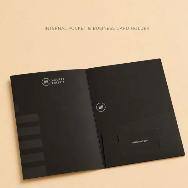 A4 Presentation Folders Matte Silk - Internal Pocket and Business Card Holder