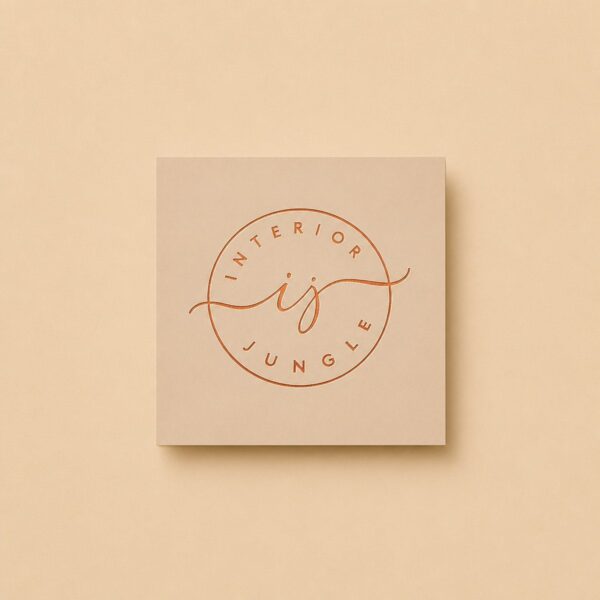 Custom square foil business card with copper foil circular logo