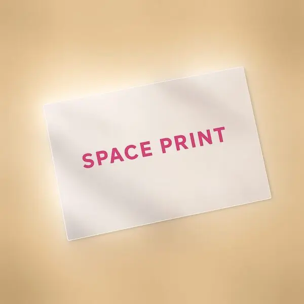Frosted translucent plastic business card with magenta print