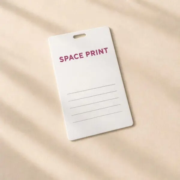 Rigid plastic staff ID card with lanyard slot