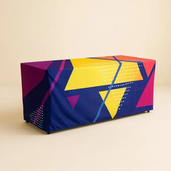 Printed table cloth, Straight Fit style, full drop on all sides