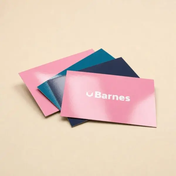 Fan of pink, teal and navy gloss business cards
