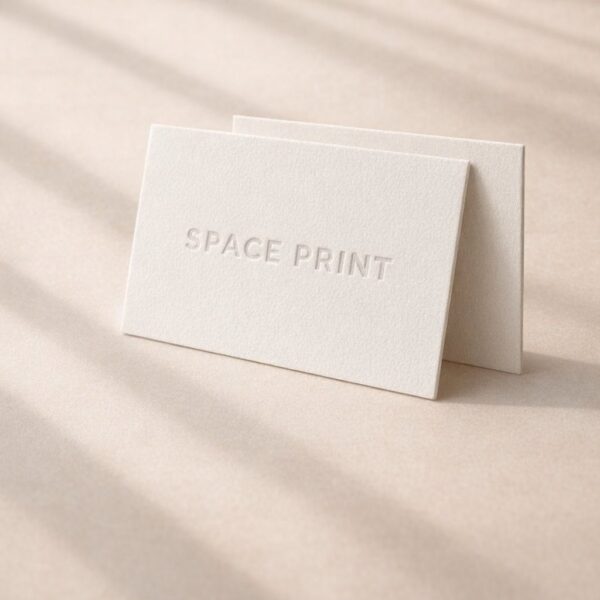 Thick cotton specialty paper business cards with blind emboss