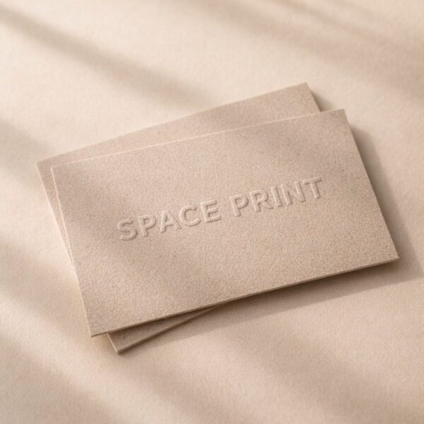 Recycled kraft specialty paper business cards with blind emboss